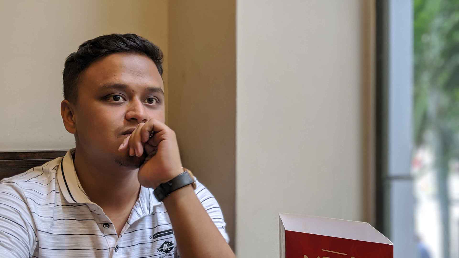 Me waiting for my first Nando's to arrive in Dhaka, Bangladesh.